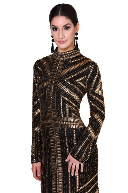 Kimmie Embellished High Neck Maxi Dress