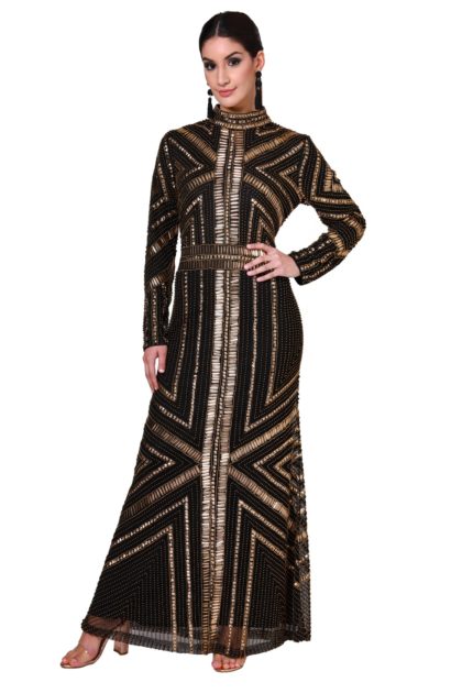 Kimmie Embellished High Neck Maxi Dress