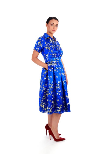 Lila Oriental Print Midi Dress