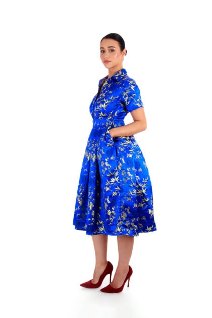 Lila Oriental Print Midi Dress
