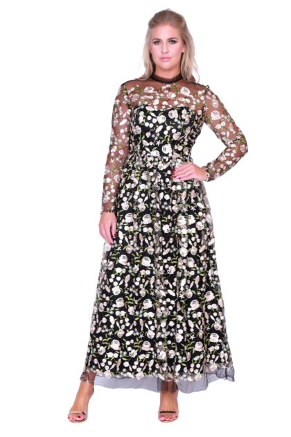 Sophia Floral Embroidered Maxi Dress
