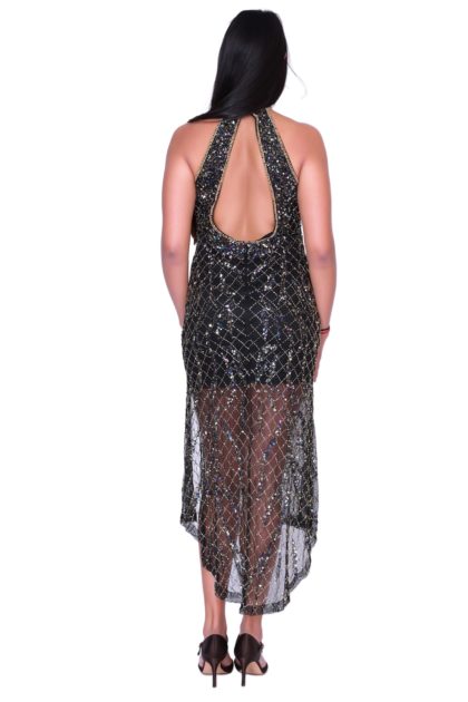 Lara Embellished Halter Neck Midi Dress