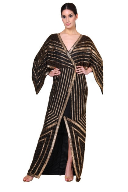 Cleopatra Batwing Sleeve Embellished Maxi Dress