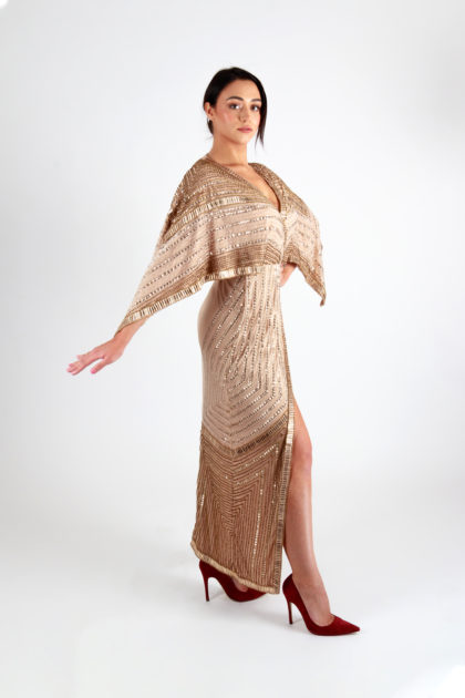 Jodie Embellished Batwing Sleeve Maxi Dress