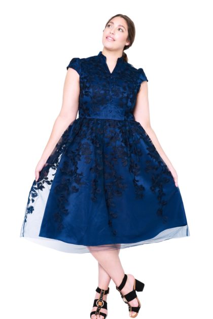 Kirsty Floral Collar Neck Midi Dress