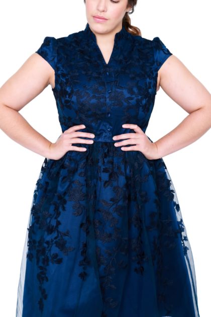 Kirsty Floral Collar Neck Midi Dress