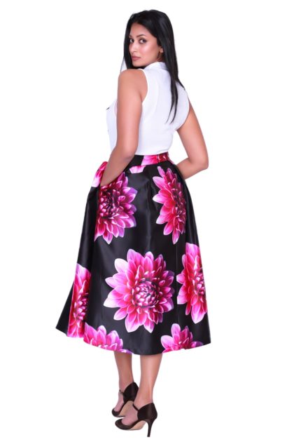 Chrissy Floral High Waist Midi Skirt