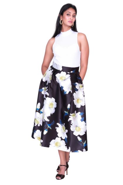 Saskia Floral High Waist Midi Skirt