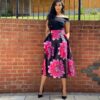 Chrissy Floral High Waist Midi Skirt