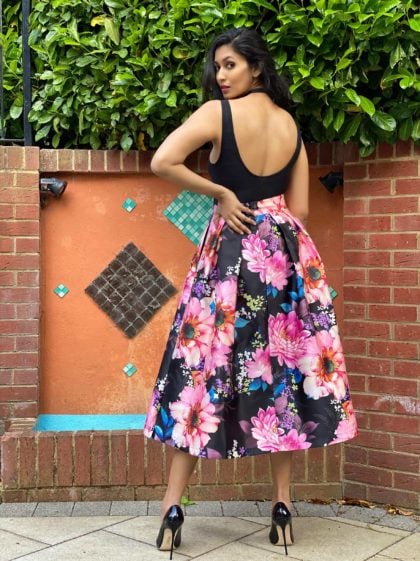 Jasmine Floral High Waisted Midi Skirt