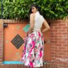image00027 Rose Floral High Waisted Midi Skirt