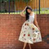 Daisy Floral High Waist Midi Skirt