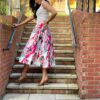 image00030 Rose Floral High Waisted Midi Skirt