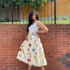 Daisy Floral High Waist Midi Skirt