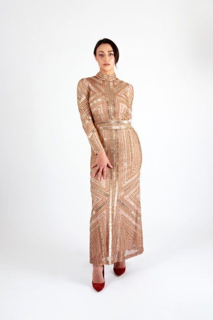 Khloe Embellished High Neck Maxi Dress