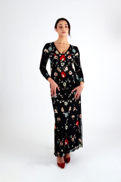 Fleur Sequin Maxi Dress in Multi