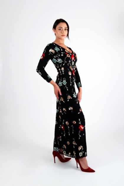 Fleur Sequin Maxi Dress in Multi