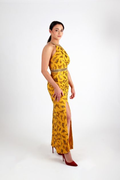 Zara Embellished Maxi Dress in Yellow