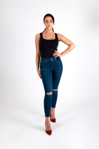 Tara Ripped Skinny Jeans in Blue