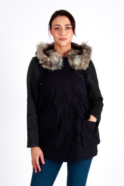 Valerie Black Parka With Hood
