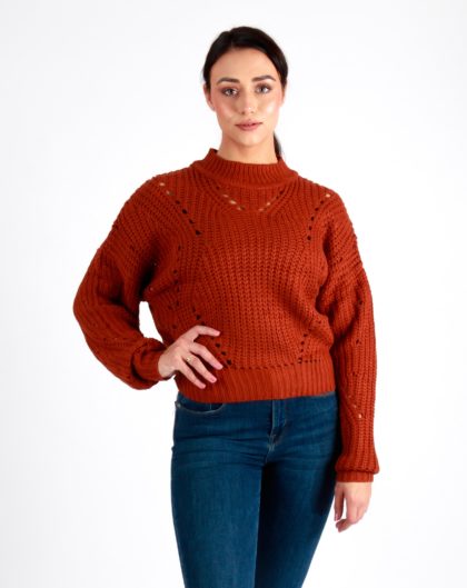 Mia Red Comfortable Cropped Jumper