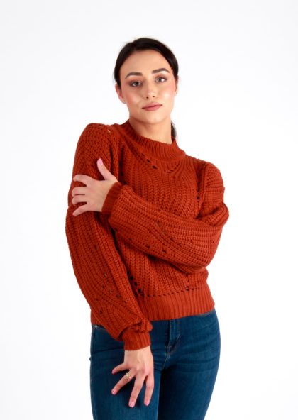 Mia Red Comfortable Cropped Jumper